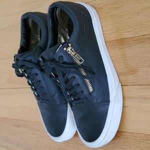 Vans Black Leather Side Zip Sneakers